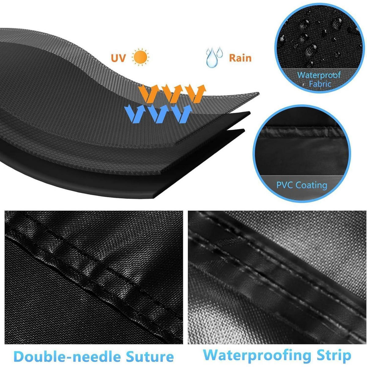 HÄNGESESSEL Abdeckung Ø120 x H190cm Wasserdicht UV-Schutz 420D Oxford - Schwarz, Kunststoff (120/205/120cm)