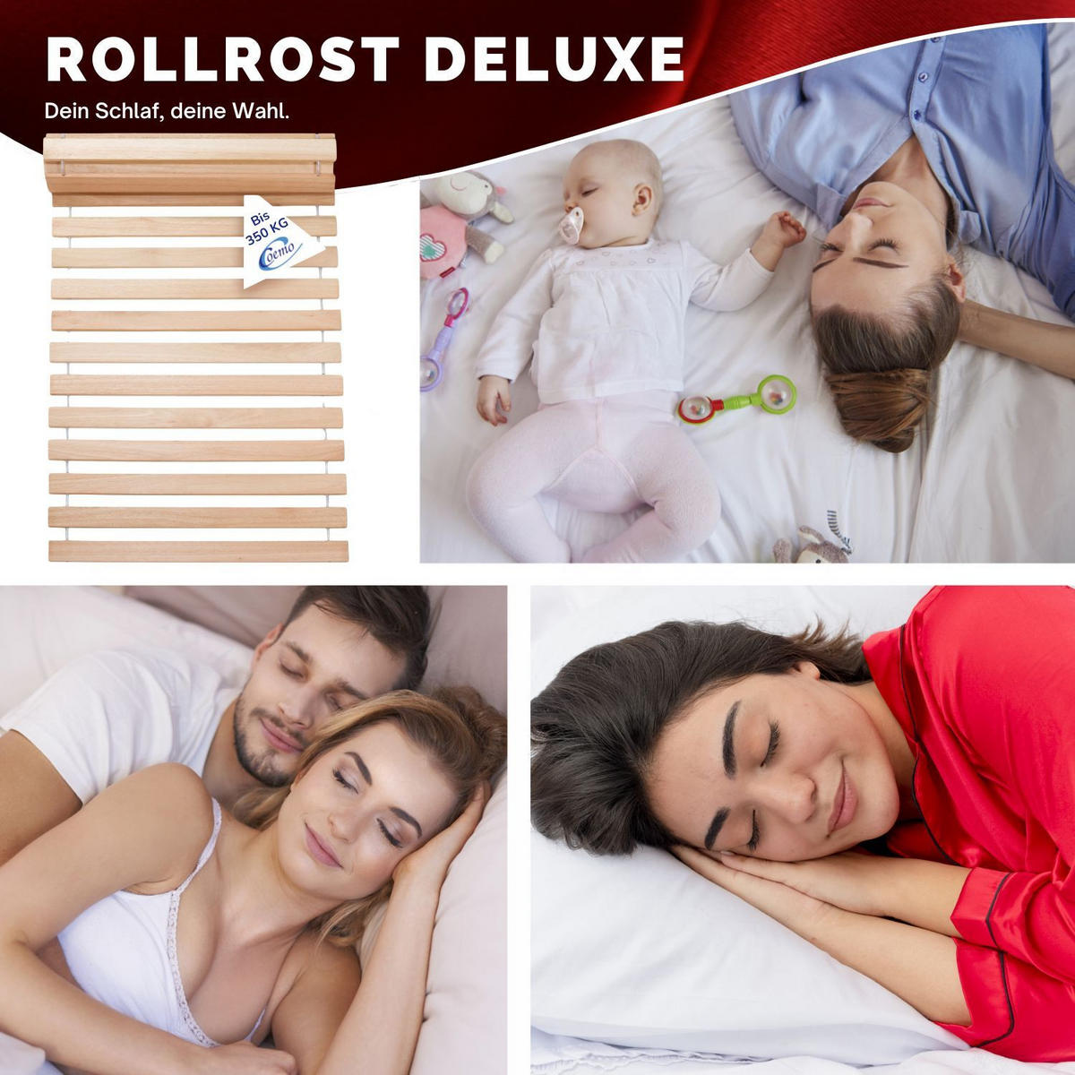 ROLLROST DELUXE Lattenrost belastbar bis 350 kg 70/200 cm - Naturfarben, Holz (70/200cm) - Coemo