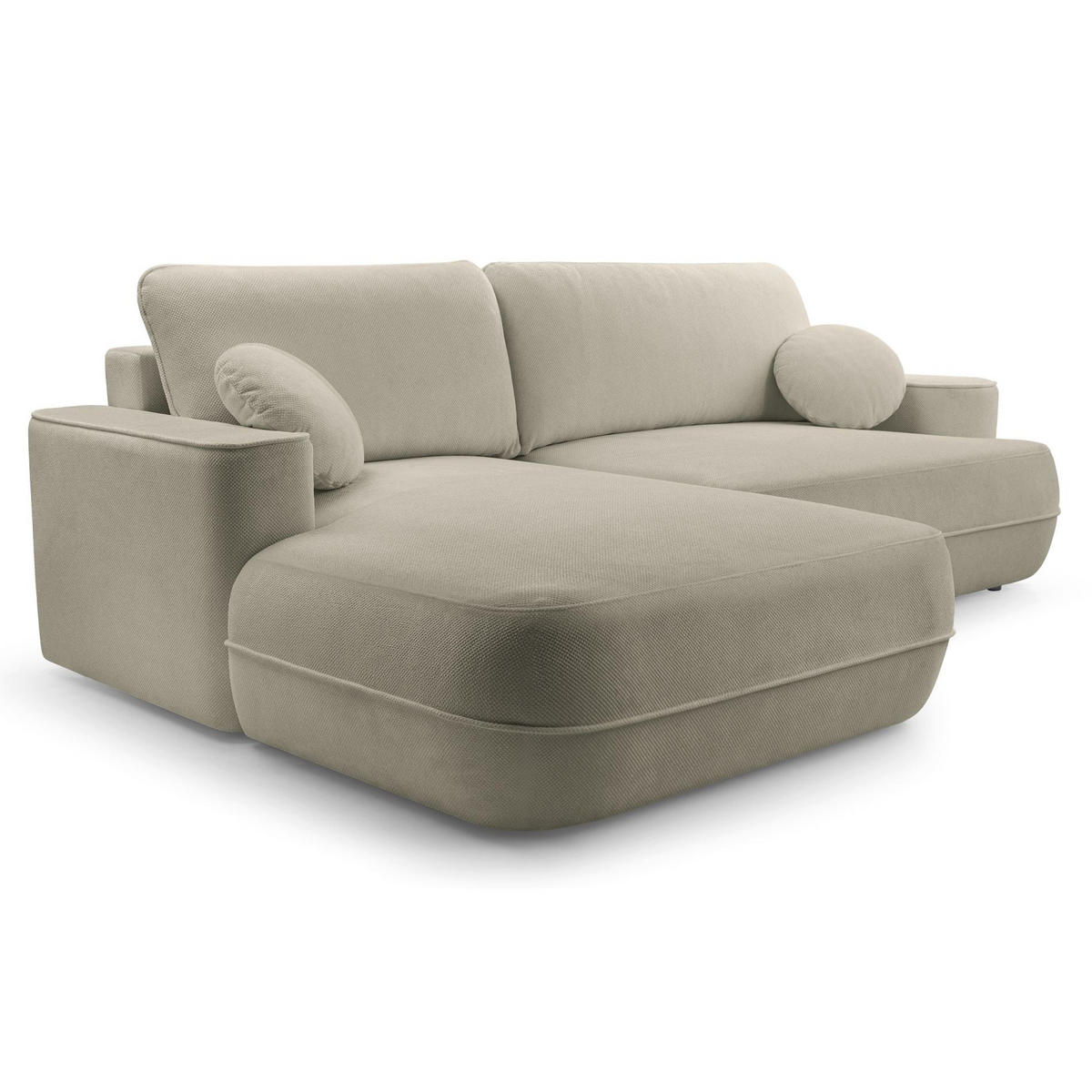 ECKSOFA Fuerro Hellbraun Strukturstoff - Hellbraun/Schwarz, Kunststoff/Textil (260/168cm) - Selsey
