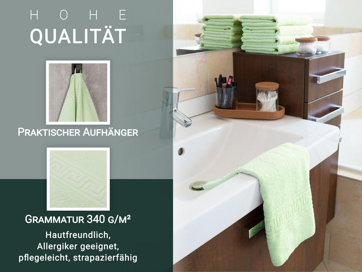 HANDTÜCHER, 10er-Set, 50x100 cm, 70% Baumwolle, 30% Polyester, Grün - Grün, Textil (50/100cm) - Zollner