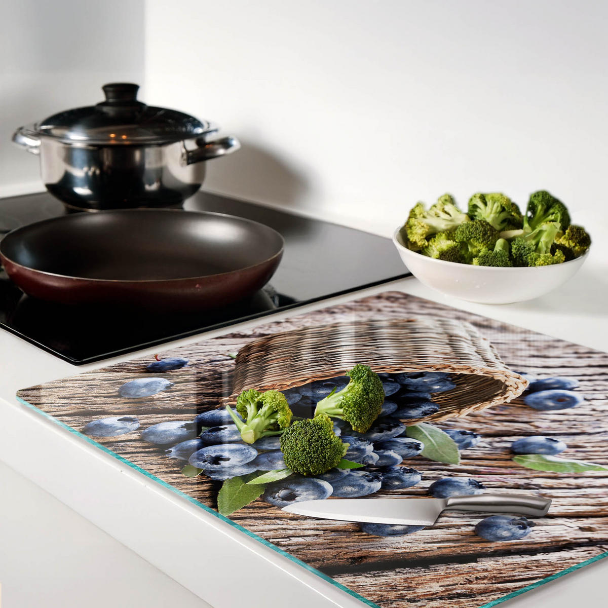 GLASPLATTE 60x52 cm Blaubeerkorb - Blau, Glas (60/0.4/52cm) - TULUP