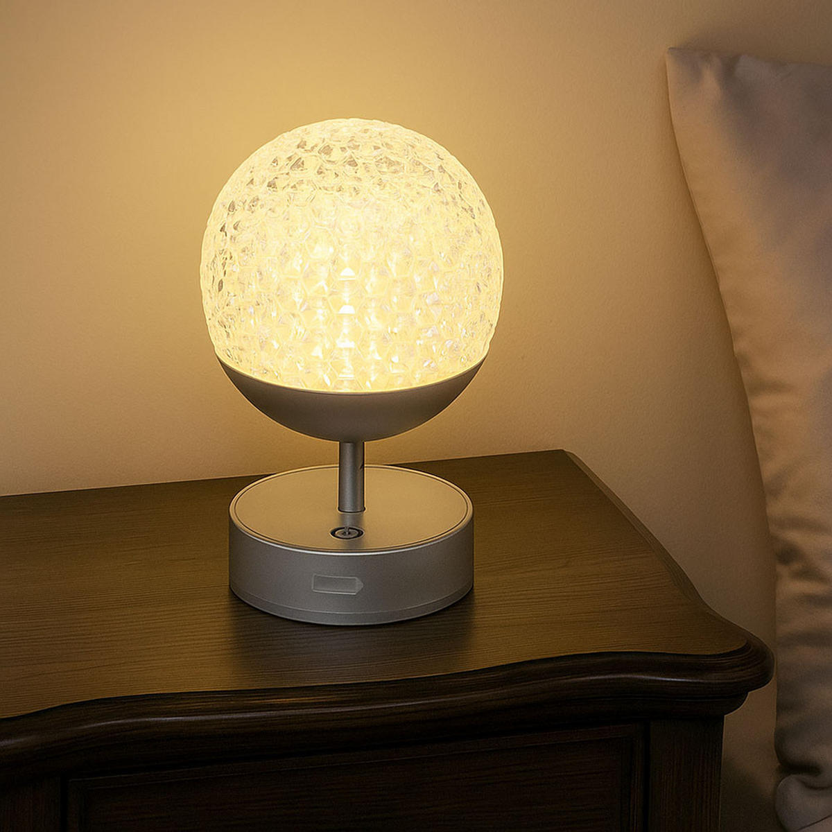 LED TISCHLEUCHTE Edelstahl Silber - Silberfarben, Metall (12/12/31.5cm) - Globo Lighting