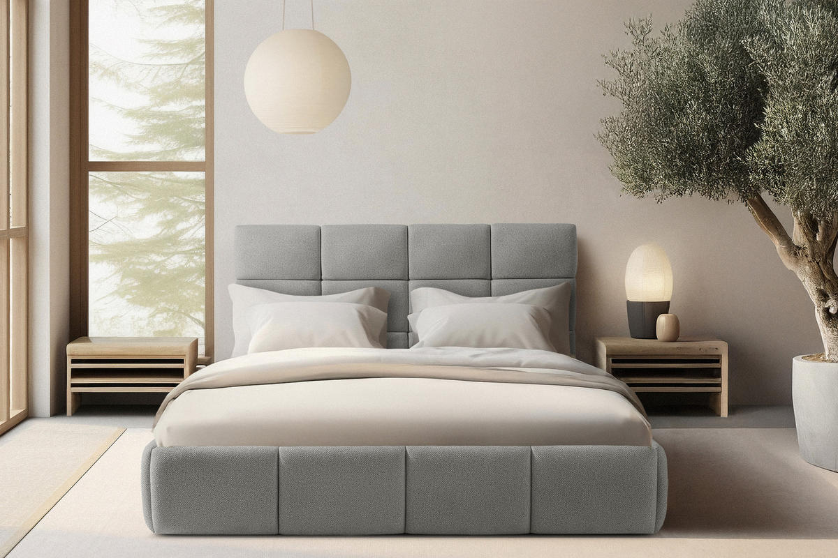 POLSTERBETT ALTOS Bouclé, grau - Grau, Holz/Holzwerkstoff (160/200cm) - KONSIMO®