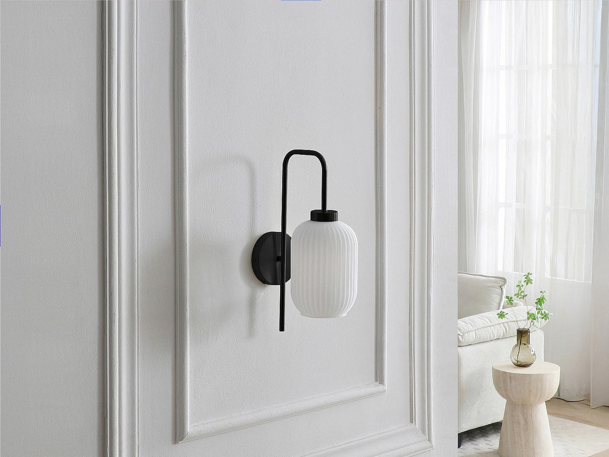 WANDLAMPE - 25 x 14 - metall - schwarz, weiß Louxor - Weiß, Metall (25/41/14cm) - Vente-Unique