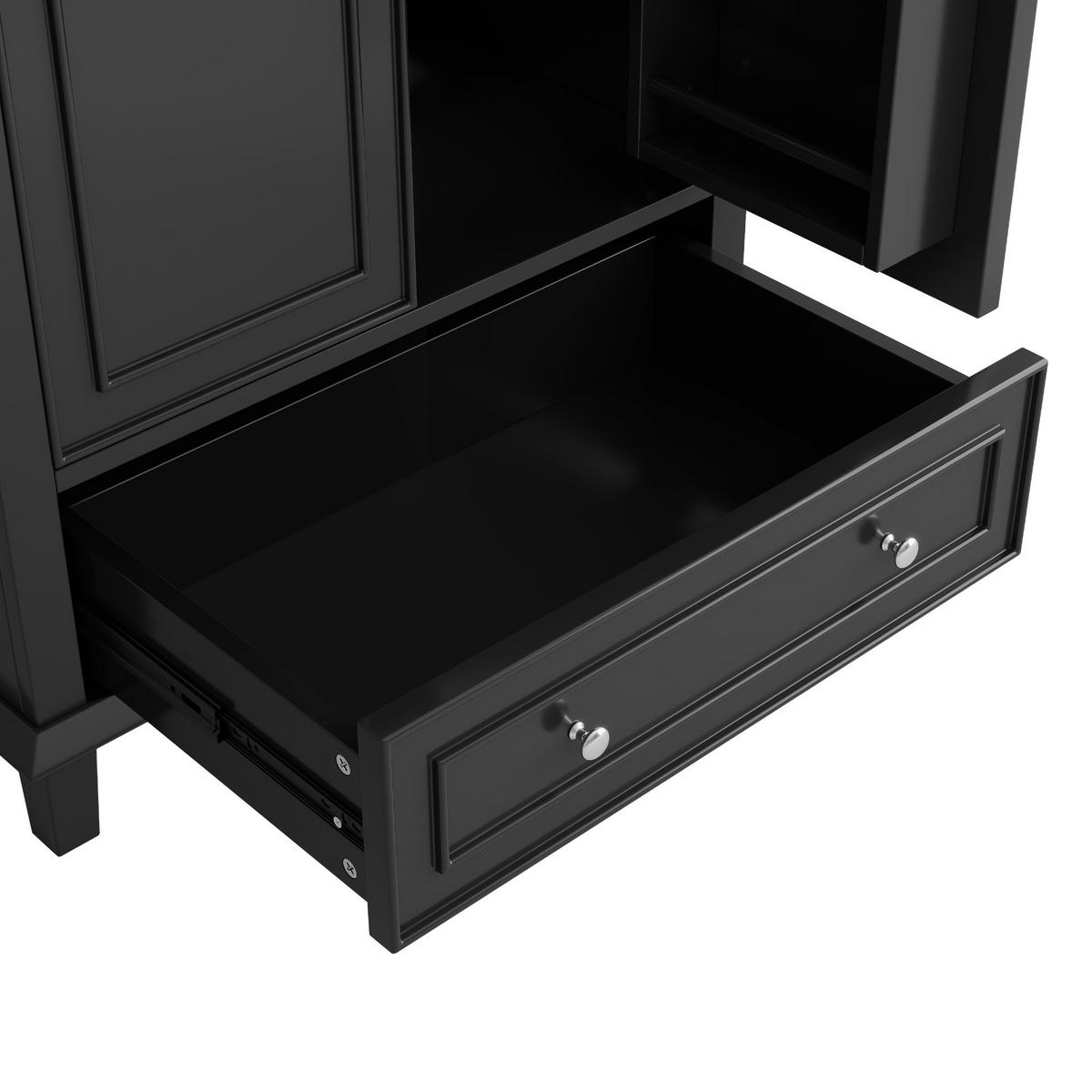 WASCHTISCHKOMBI 73x45x87 cm Schwarz aus Keramik & Spanplatte mit Waschbecken & Soft-Close Schublade - Schwarz, Holzwerkstoff (73/87/45cm) - Modfu