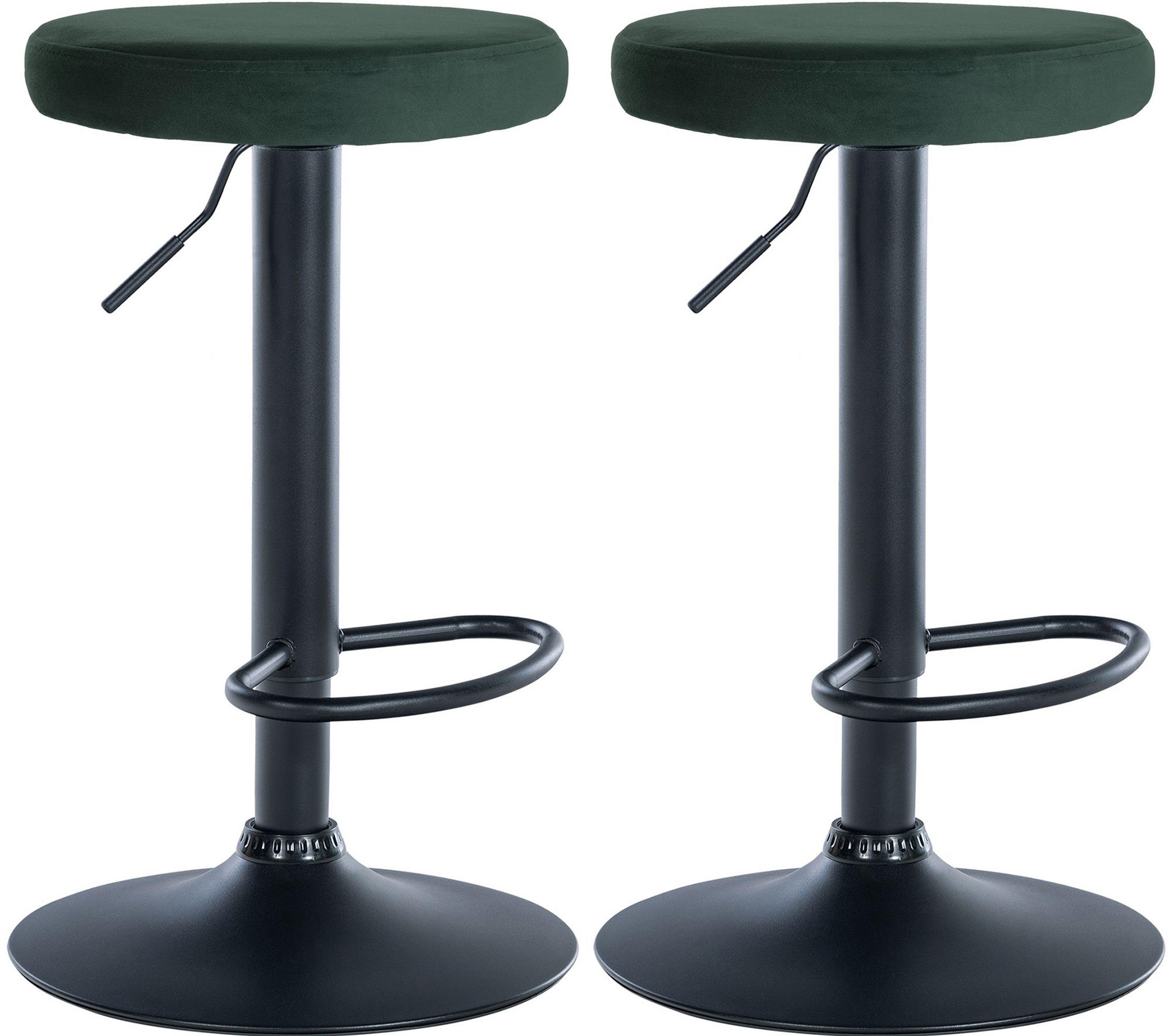 BARHOCKER 2er Set Pontius Samt schwarz grün - Schwarz/Grün, Textil/Metall (38.5/81/38.5cm) - TPFLiving