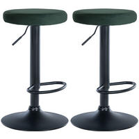 BARHOCKER 2er Set Pontius Samt schwarz grün - Schwarz/Grün, Textil/Metall (38.5/81/38.5cm) - TPFLiving