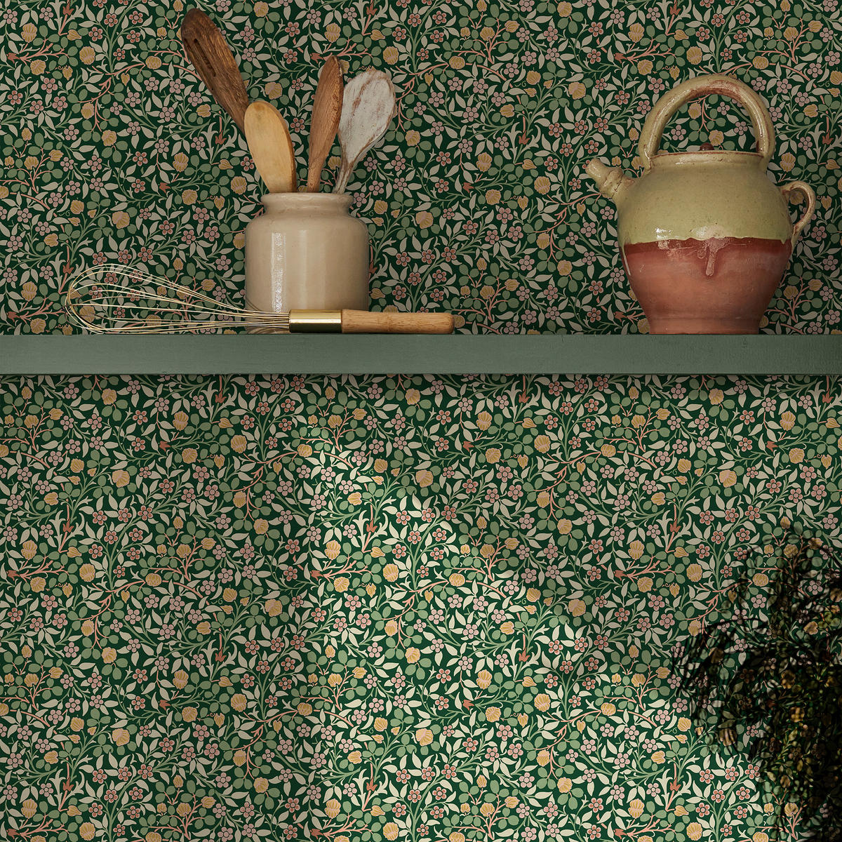 VLIESTAPETE Kleeblätter 1000x52cm - Grün, Papier/Kunststoff (52/1000cm) - William Morris at Home
