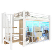 HALBHOHES BETT 90/200 cm Weiß mit 2 Schubladen und LED-Beleuchtung - Weiß, Metall (90/200cm) - MIVRAY