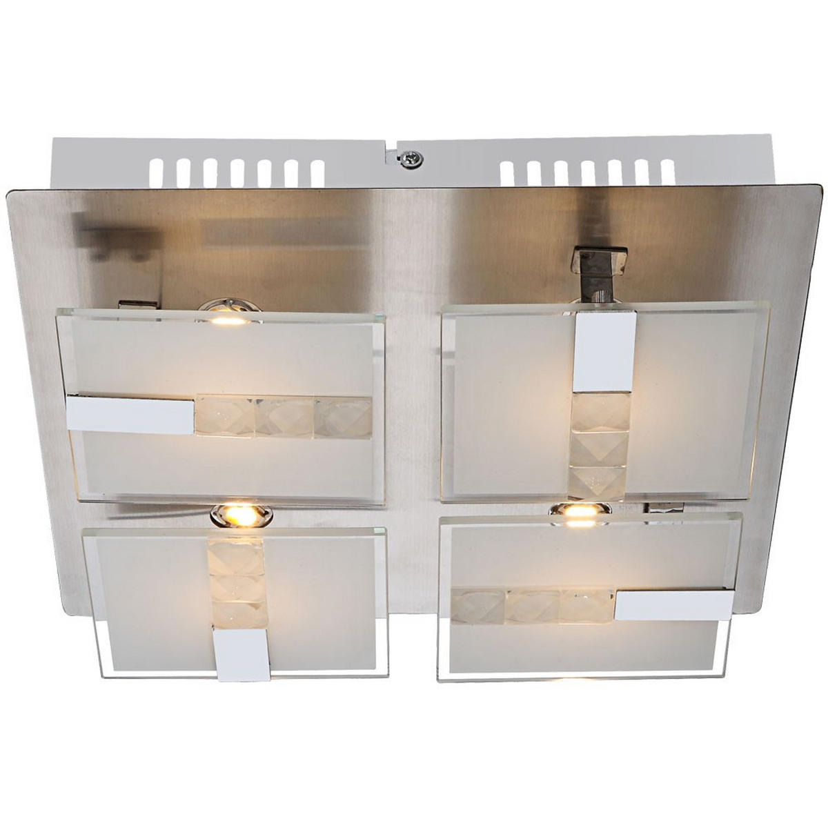 LED DECKENLEUCHTE SEIKE Silber Glas satiniert - Silberfarben, Glas (30/30/9cm) - Globo Lighting