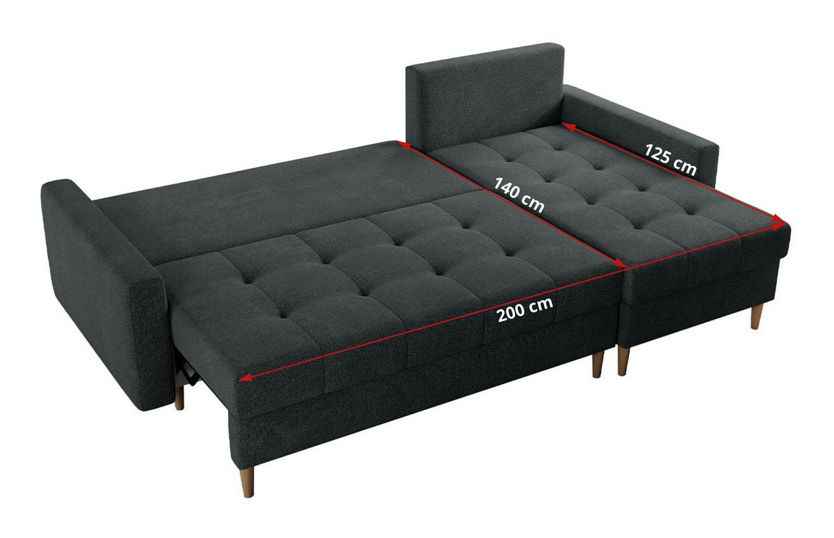 ECKSOFA Colin Struktur Dunkelgrau - Dunkelgrau/Braun, Holz/Textil (220/140cm) - MKS
