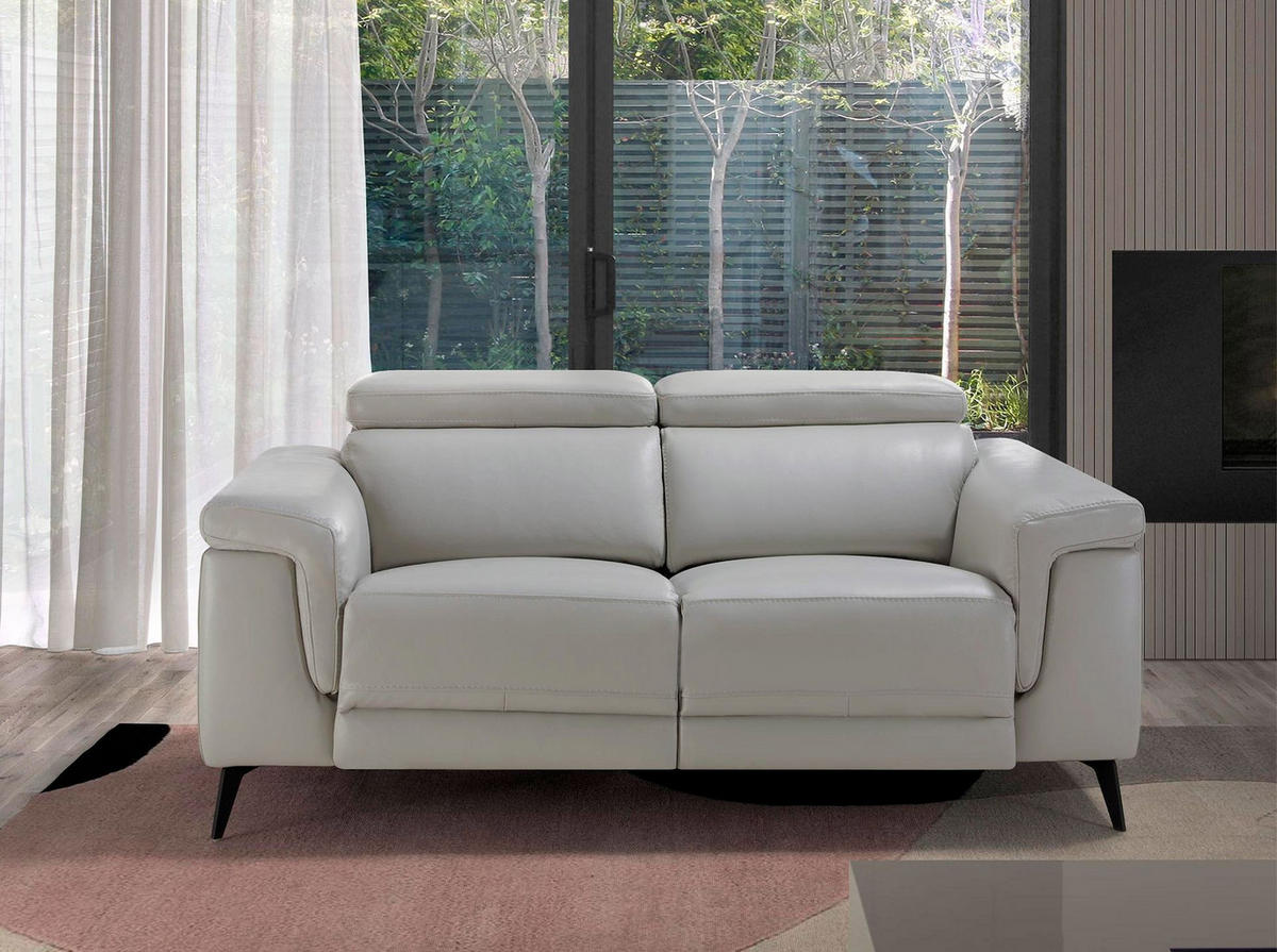 SOFA 2-sitziges relaxsofa aus grauem leder 170/103/99 cm - Hellgrau/Schwarz, Leder (170/99/103cm) - ANGEL CERDA