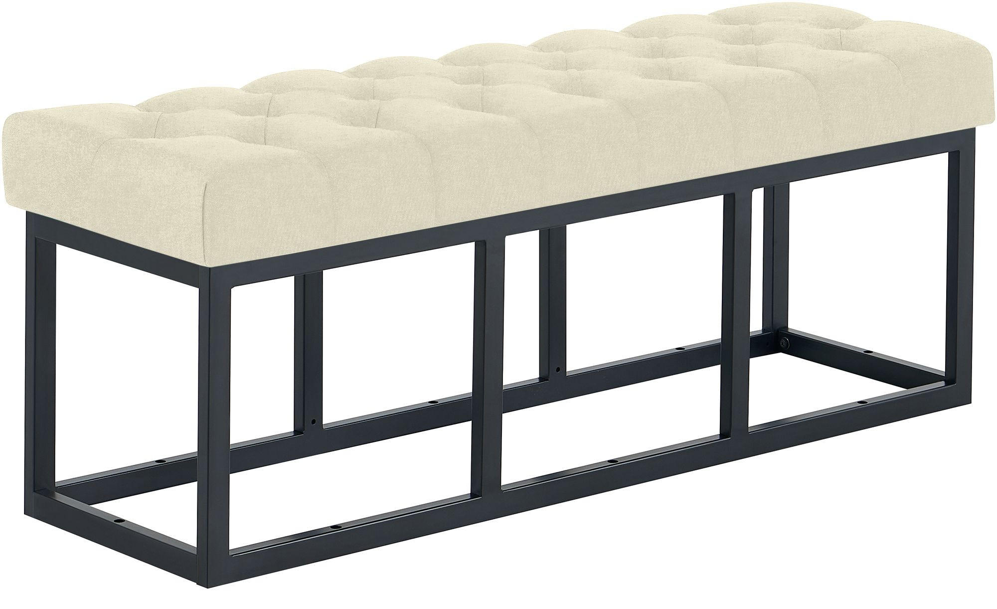 SITZBANK 120/38 cm Stoff Creme - Creme/Schwarz, Textil/Metall (120/46/38cm) - CLP
