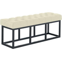 SITZBANK 120/38 cm Stoff Creme - Creme/Schwarz, Textil/Metall (120/46/38cm) - CLP