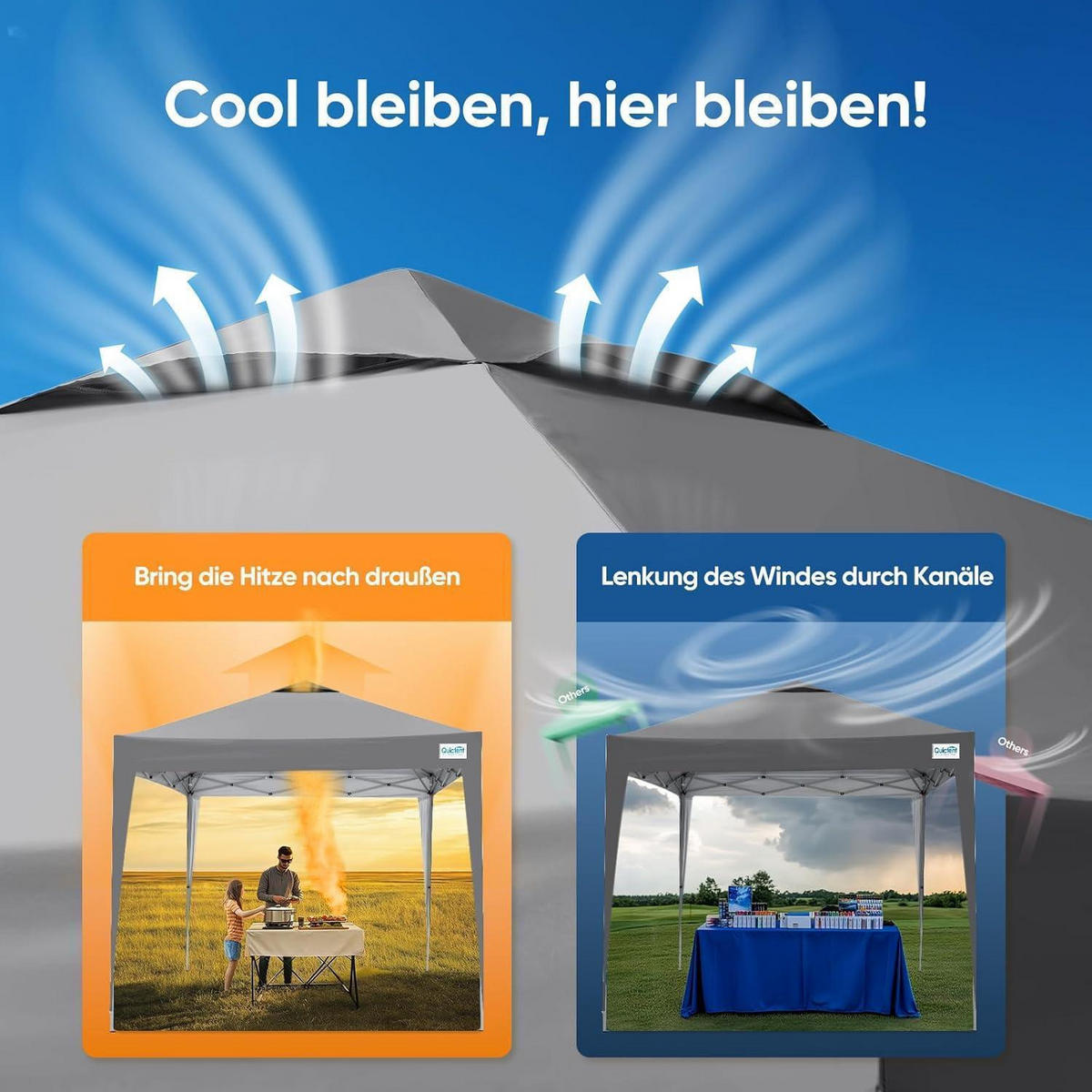 FALTPAVILLON 3 x 3 m wasserdicht Grau - Grau, Textil (300/265/300cm)