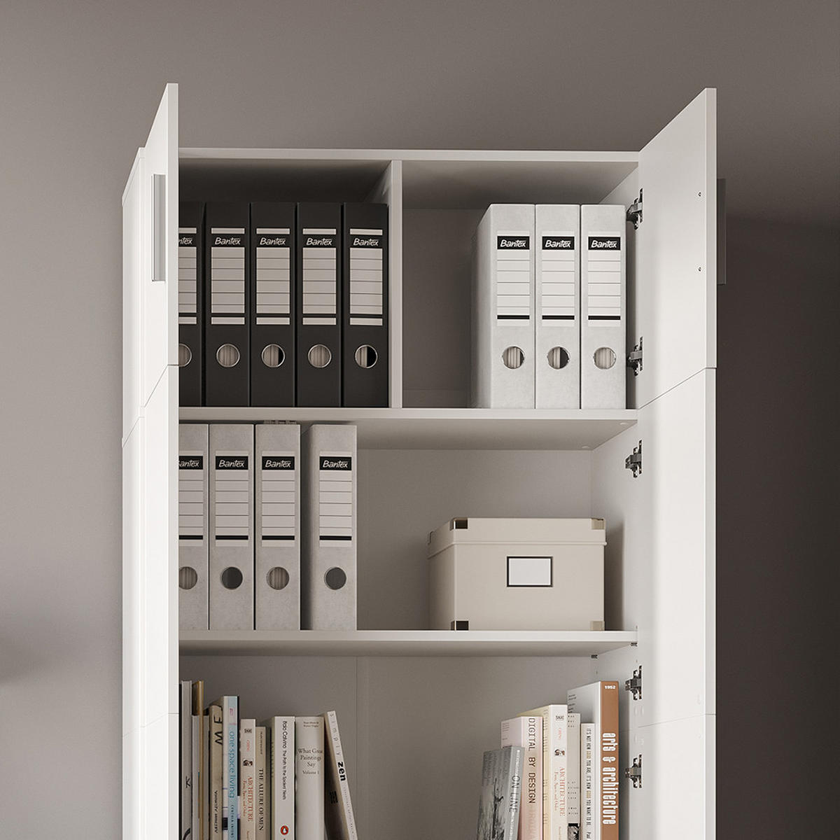 AKTENSCHRANK Frank Weiß 80 x 182.4 cm mit Schrankaufsatz - Weiß, Holzwerkstoff (80/182.4/37cm) - Vicco