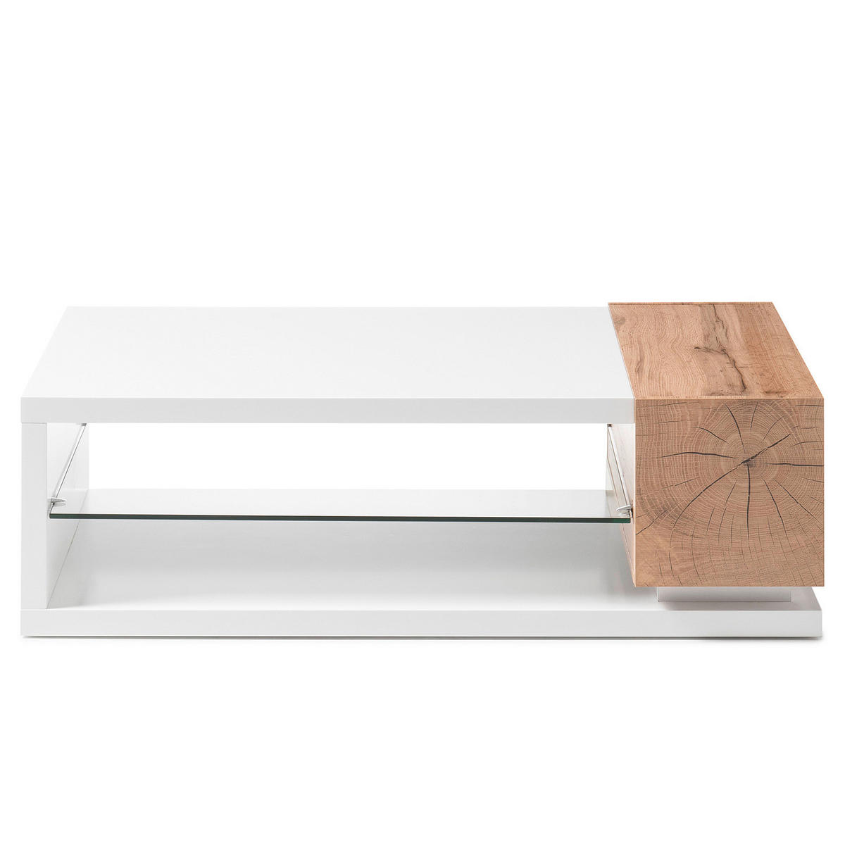 COUCHTISCH - Weiß / Eiche Dekor - Weiß/Braun, Holzwerkstoff (60/120/36cm) - home24