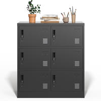 METALLSCHRANK 90/40/100 cm mit 6 Türen und Schlössern – schwarz - Schwarz, Metall (40/100/90cm) - BEAOK