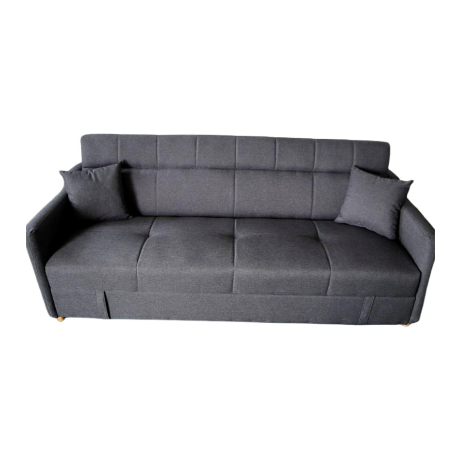 SCHLAFSOFA adare grau 3-sitzer stoff - Grau, Holzwerkstoff (198/85/85cm) - Concept Usine