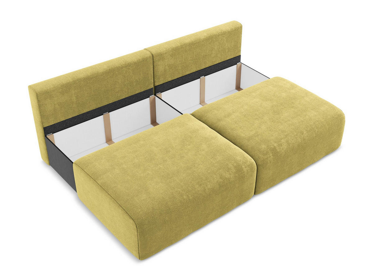 3-SITZER SOFA mit Schlaffunktion Chenille Stoff Grün - Limette/Schwarz, Kunststoff/Textil (216/79/102cm) - Makamii