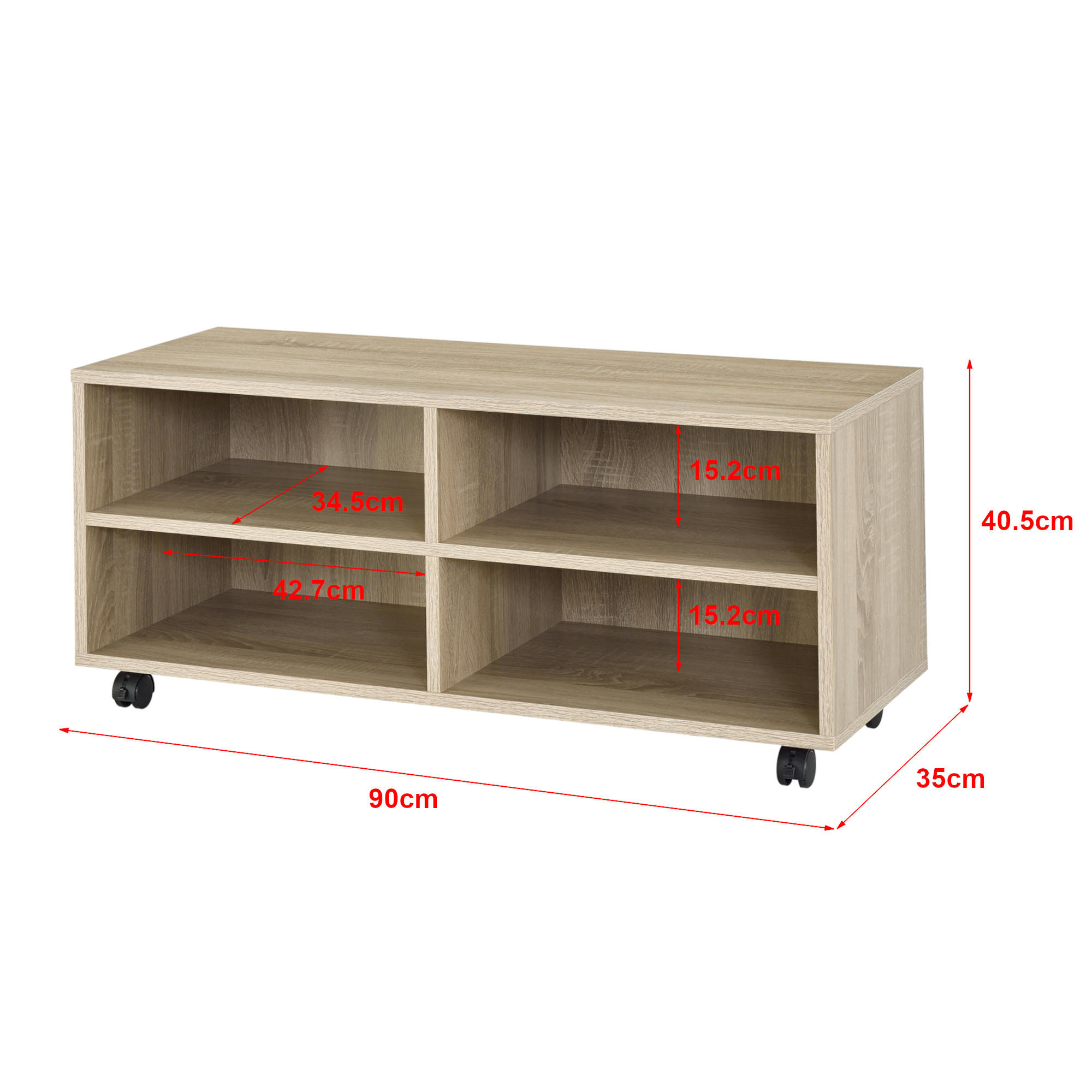 LOWBOARD Gränne - Sonoma Eiche, Holzwerkstoff/Kunststoff (90/40.5/35cm) - [en.casa]