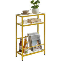 BEISTELLTISCH Goldfarben Glas 3 Etagen - Gelb, Metall (18/40/62cm)