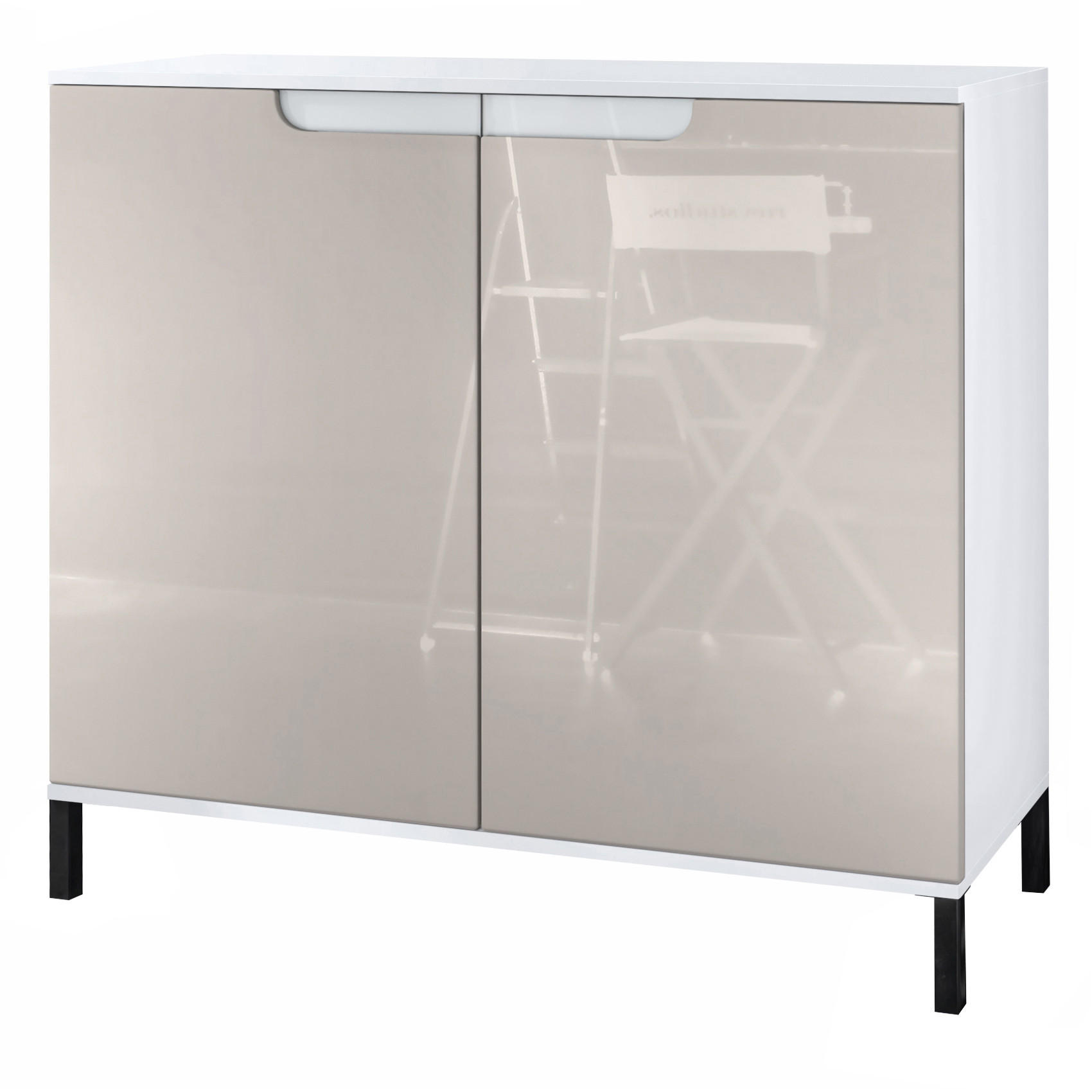 KOMMODE Sylt Sandgrau Hochglanz - Sandfarben, Holzwerkstoff (92.5/83.5/35cm) - Vladon