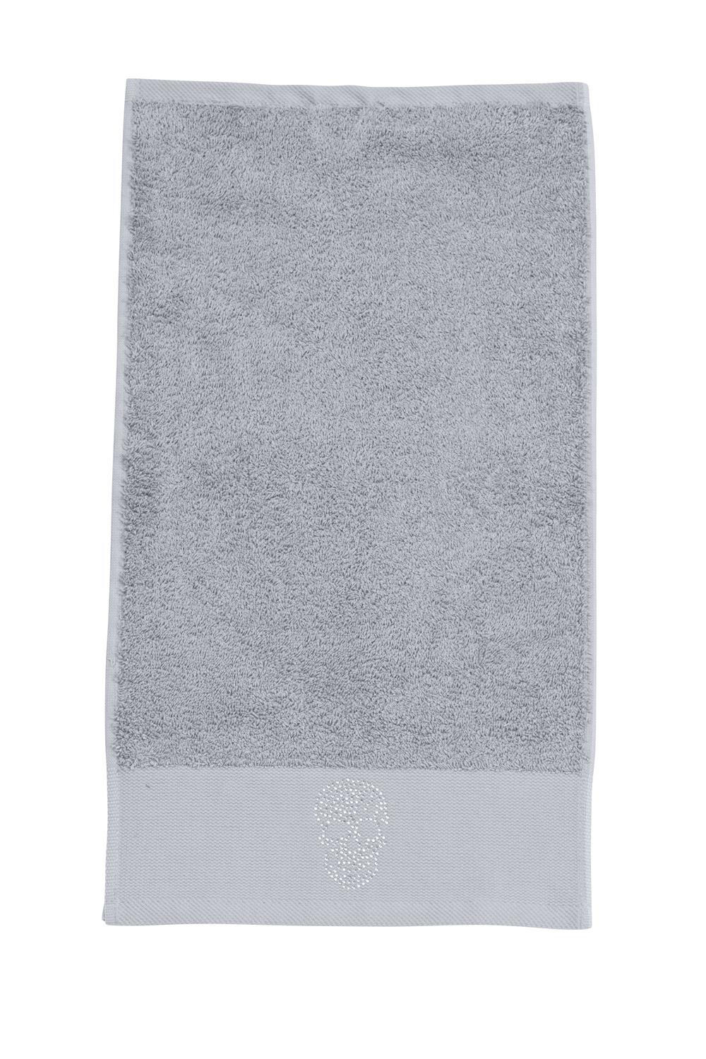 GÄSTEHANDTÜCHER Black Line Stone Skull silber 2er Set - Hellgrau, Textil (30/50cm) - done