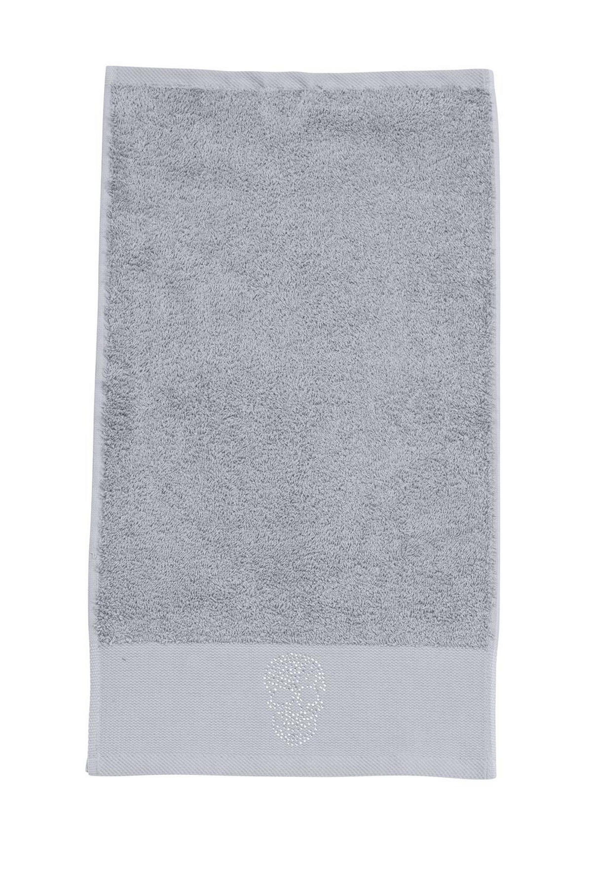 GÄSTEHANDTÜCHER Black Line Stone Skull silber 2er Set - Hellgrau, Textil (30/50cm) - done