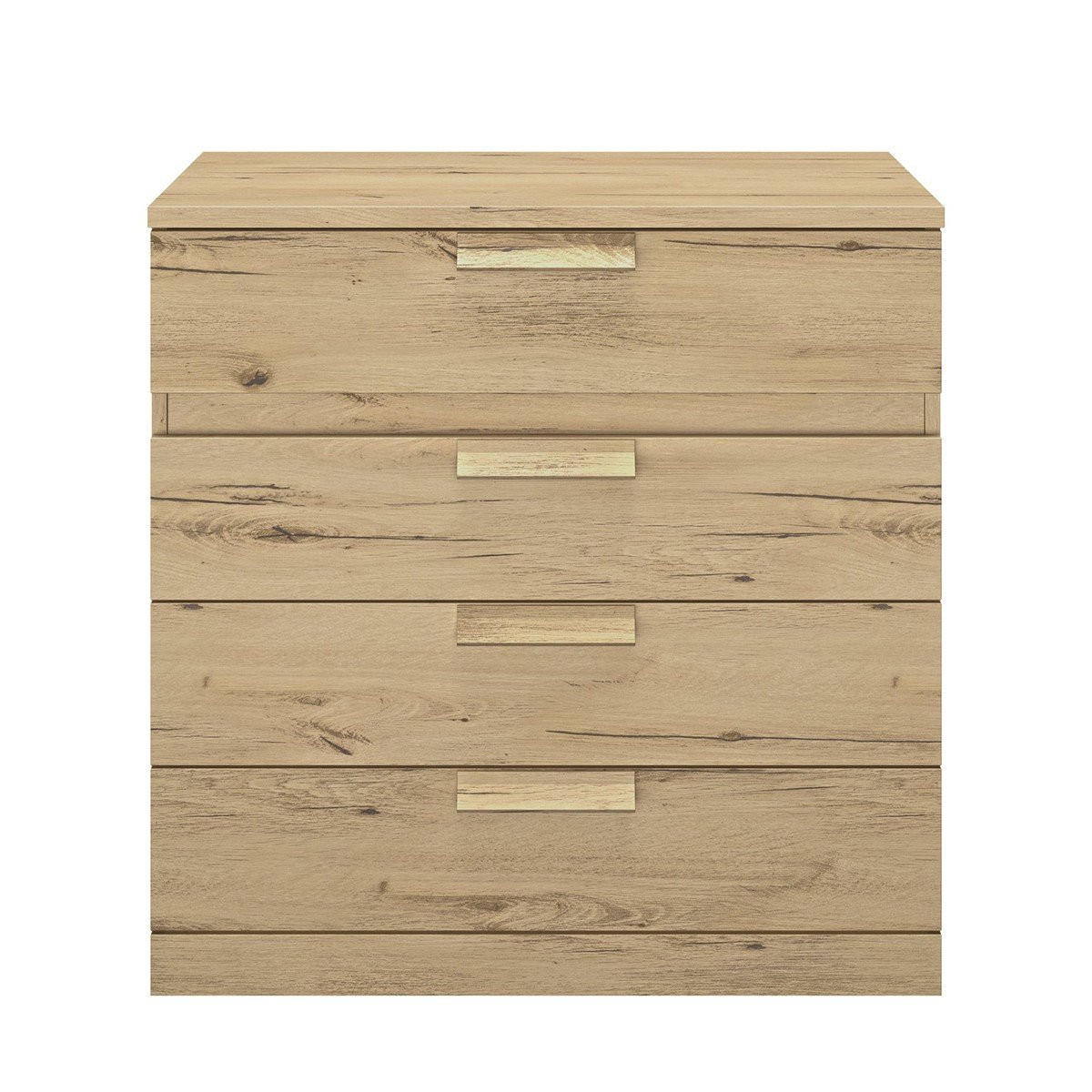 KOMMODE 4 Schubladen Cyrus - Französische Herstellung - 81/45/81 cm - Nussbaumfarben, Holzwerkstoff (45/81/81cm) - Calicosy