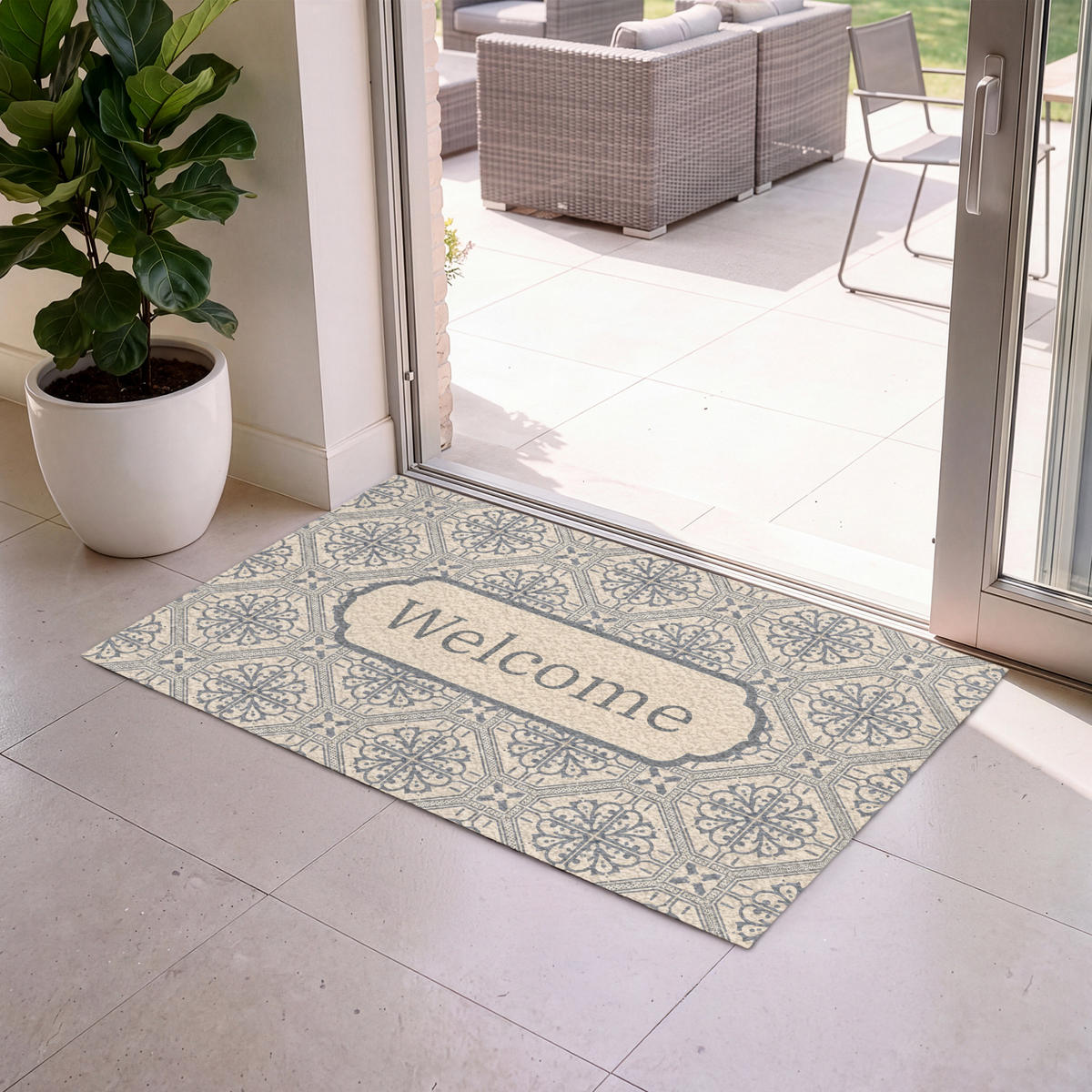 ROHOŽKA Welcome - Classic - Grey 120x80 cm - béžová, textil/umělá hmota (120/0.4cm) - MuchoWow