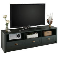 TV-LOWBOARD grün 158 x 47 cm, TV Unterteil im Landhaus-Stil - Chromfarben/Schwarz, Holzwerkstoff/Kunststoff (158/47/43cm) - Furn.Design