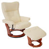 RELAXSESSEL MIT HOCKER Beige - Beige, Leder (83/104/83cm) - MCA