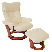 RELAXSESSEL MIT HOCKER Beige - Beige, Leder (83/104/83cm) - MCA
