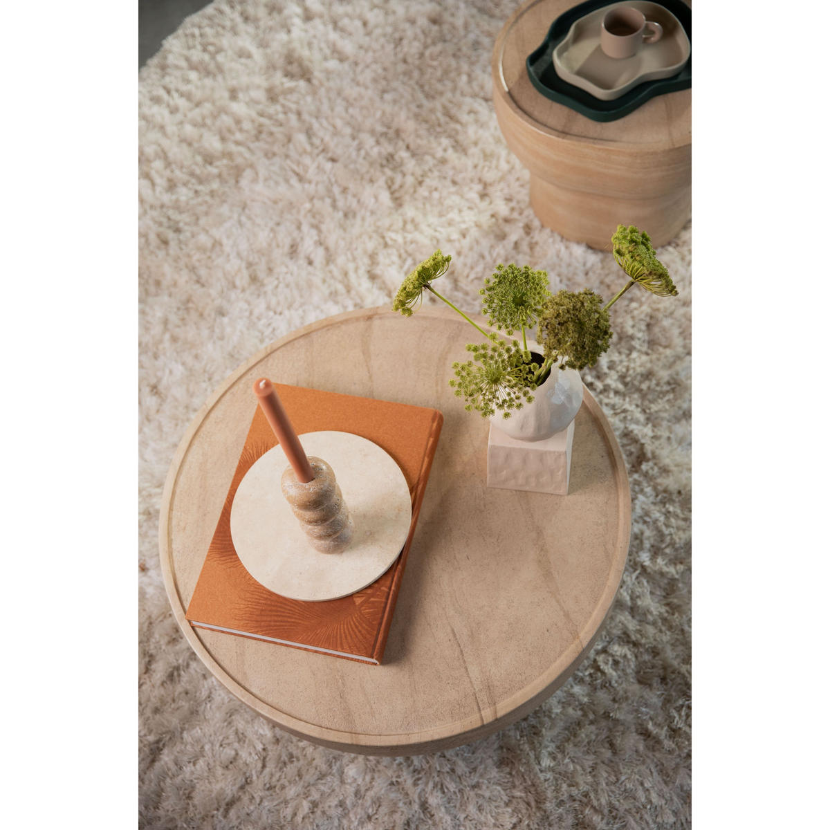 COUCHTISCH Noble Rund Beige - Beige, Stein (80/80/35cm) - Zuiver