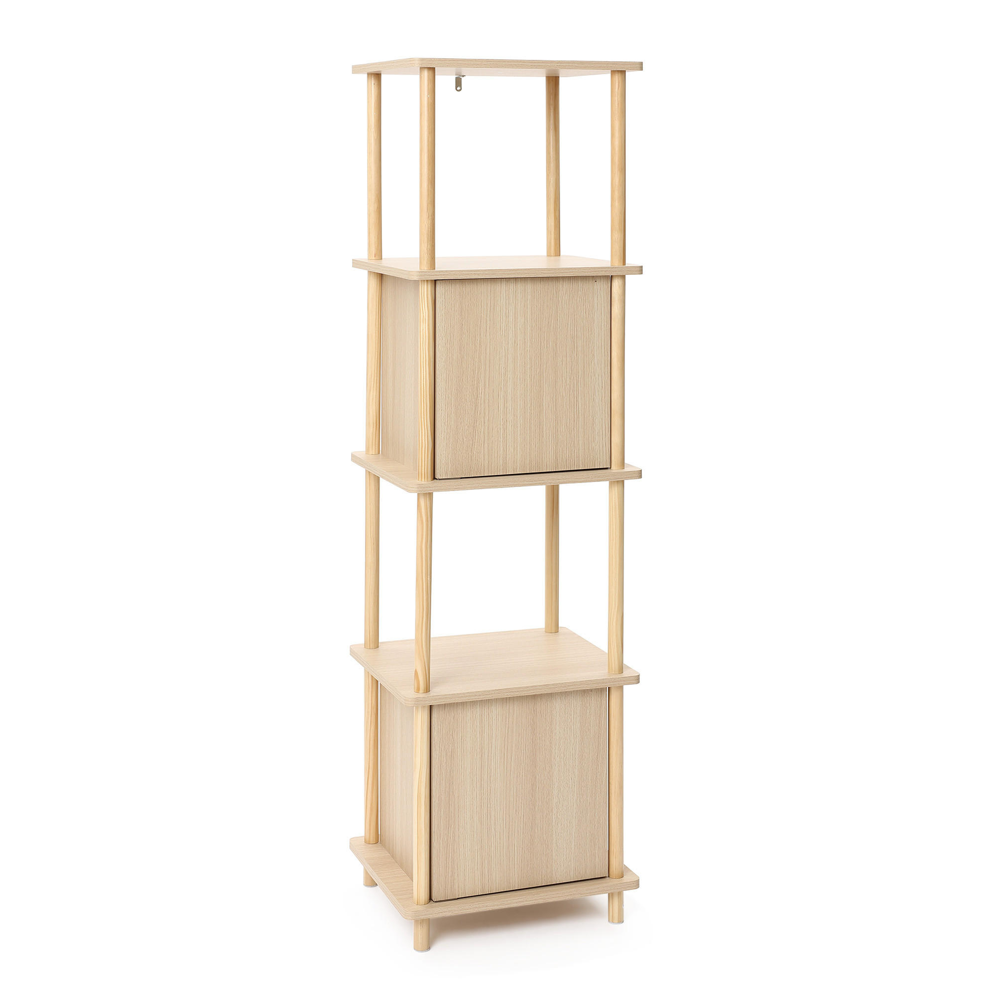 SCHMALES Standregal mit 4 Ablagen und Stauraum, Bücherregal - Alteiche, Holz (35/148/40cm)