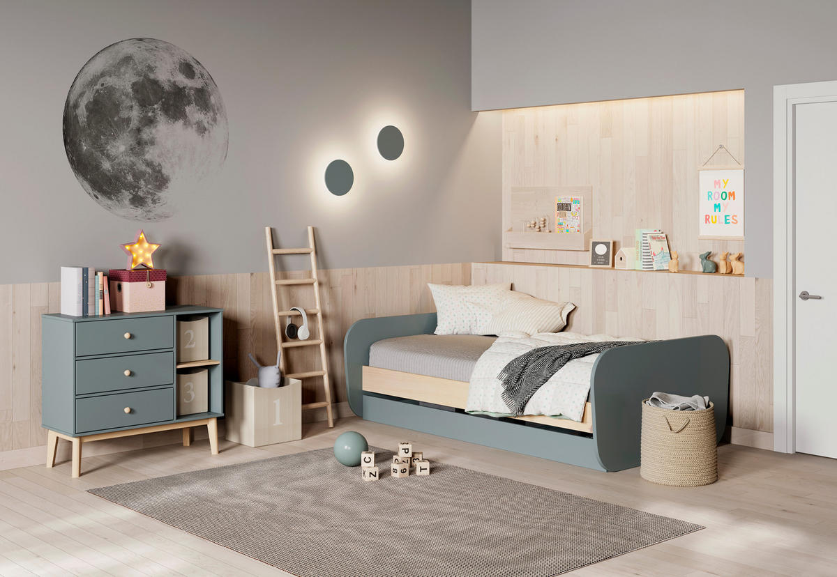 KOMMODE Esteban Grün 90/40/81 cm - Grün, Holz (40/81/90cm) - Calicosy