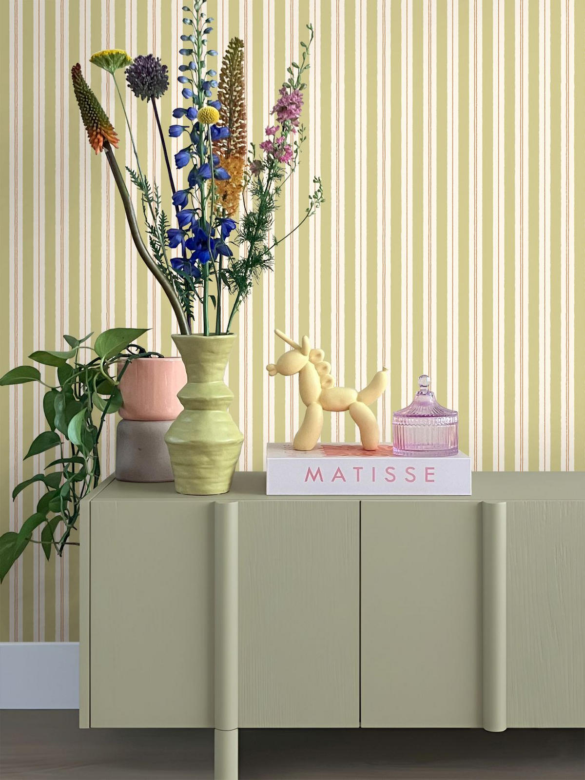 TAPETE Streifen 50 x 900 cm - Grün, Papier (50/0.1cm) - ESTAhome