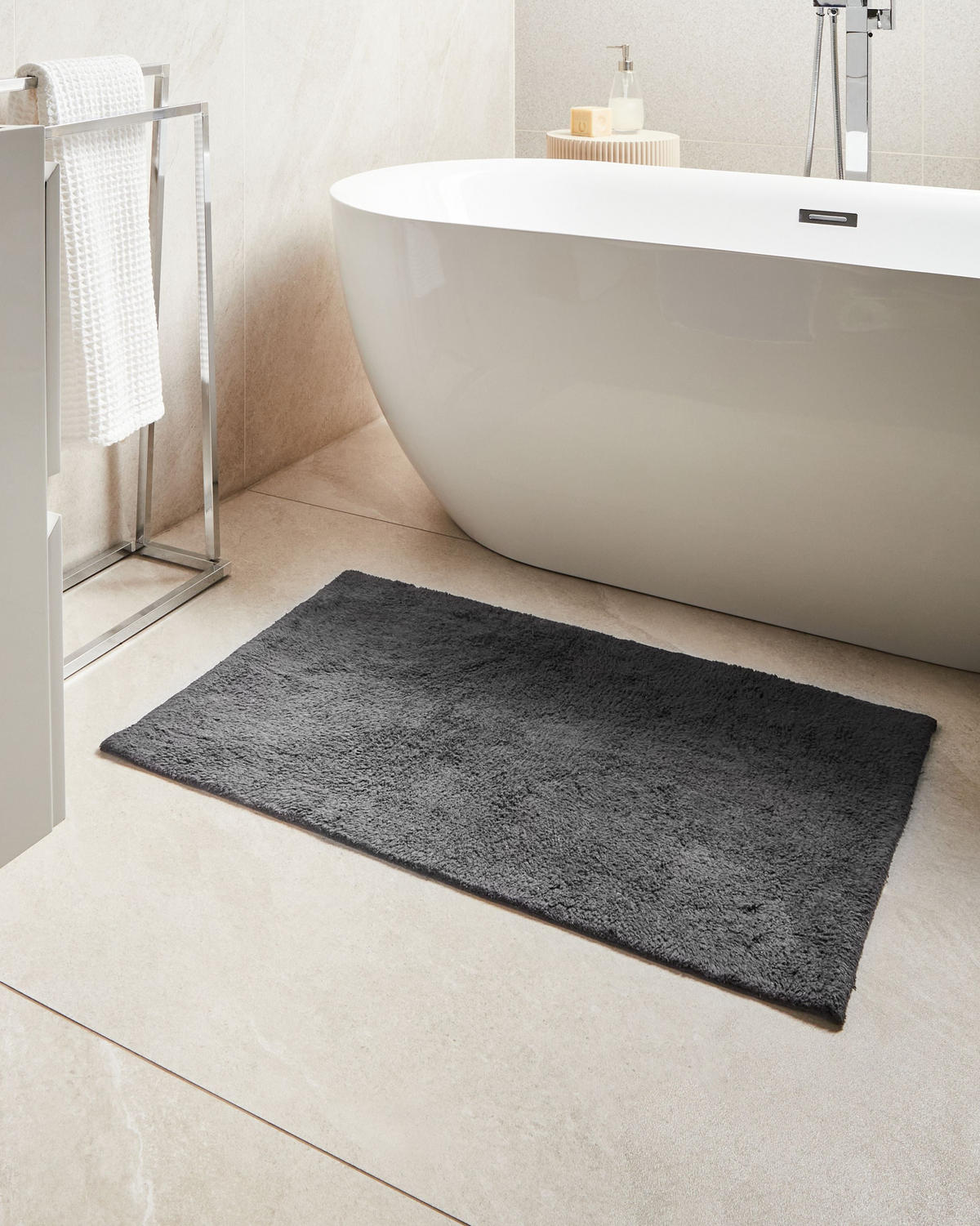 KOUPELNOVÁ PŘEDLOŽKA Černá 60/90 cm Bavlna Goela - černá, textil (60/90cm) - Beliani