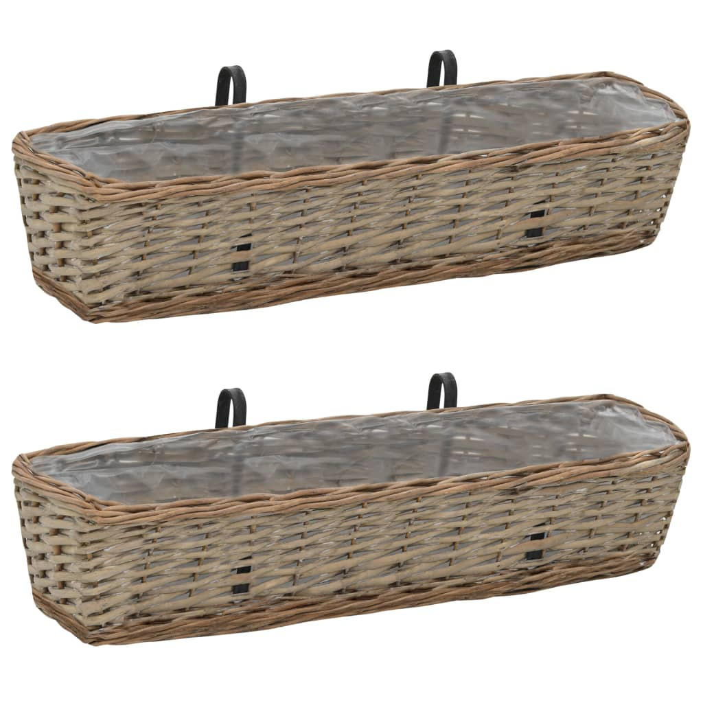 BALKON-BLUMENKASTEN 2er Set Weide Mit Pe-Auskleidung 80 Cm - Braun, Naturmaterialien (80/15/20cm) - vidaXL