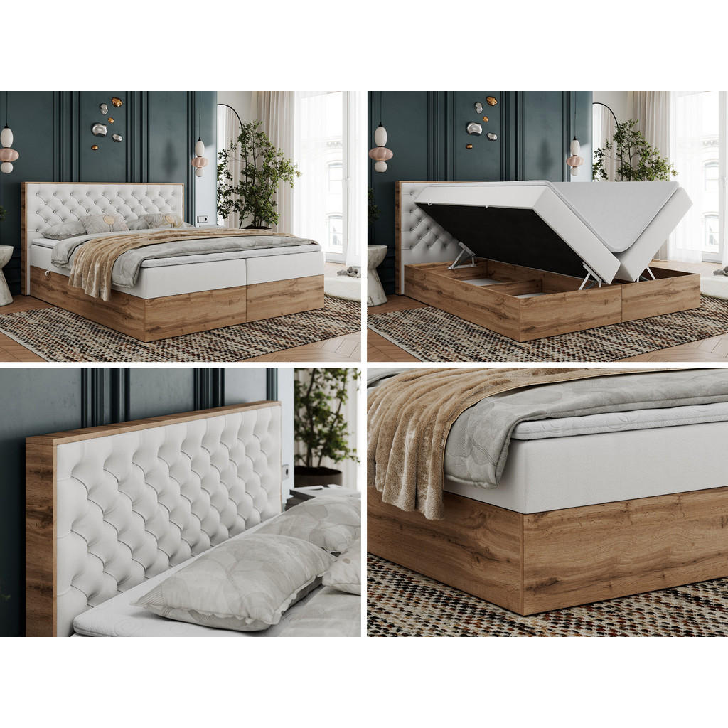Thumbnail - MKS Boxbett, Weiß, Textil, 2-Sitzer, H4, 7-Zonen, Rechteckig, 180x200 cm, Schlafzimmer, Betten, Boxspringbetten