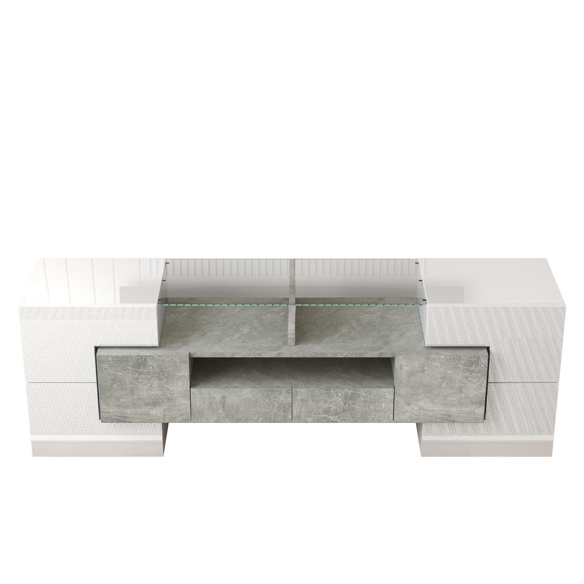LOWBOARD in Weiß TV Schrank mit LED, hochglänzend, Glasoberfläche für Wohnzimmer, 145/B30/H51cm - Weiß, Glas/Holzwerkstoff (145/51/30cm) - STILVORA