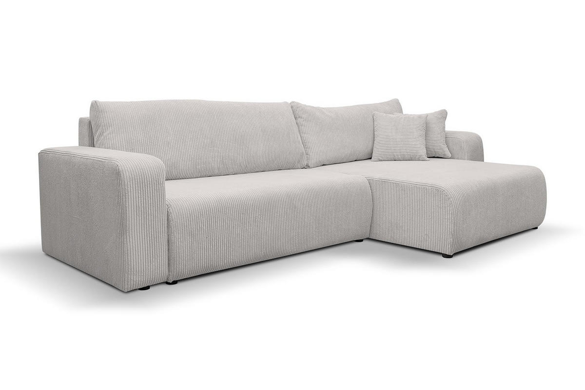 ECKSOFA Luna XL mit Schlaffunktion und Bettkasten Cord-Stoff (Beige) - Beige, Textil (274/142cm) - VENASI MÖBEL