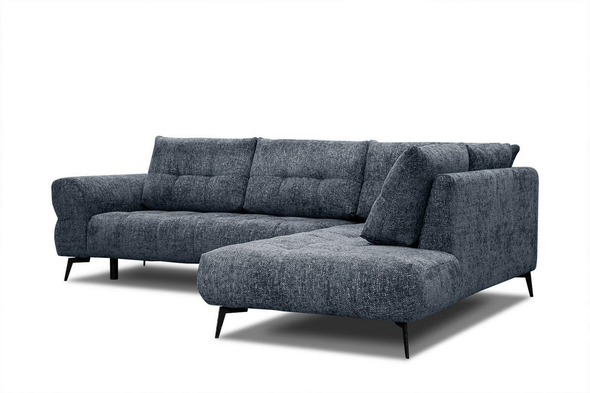 ECKSOFA SALVINI 5-Sitzer, dunkelblau - Schwarz/Dunkelblau, Holzwerkstoff/Textil (292/158cm) - Courtois Laville