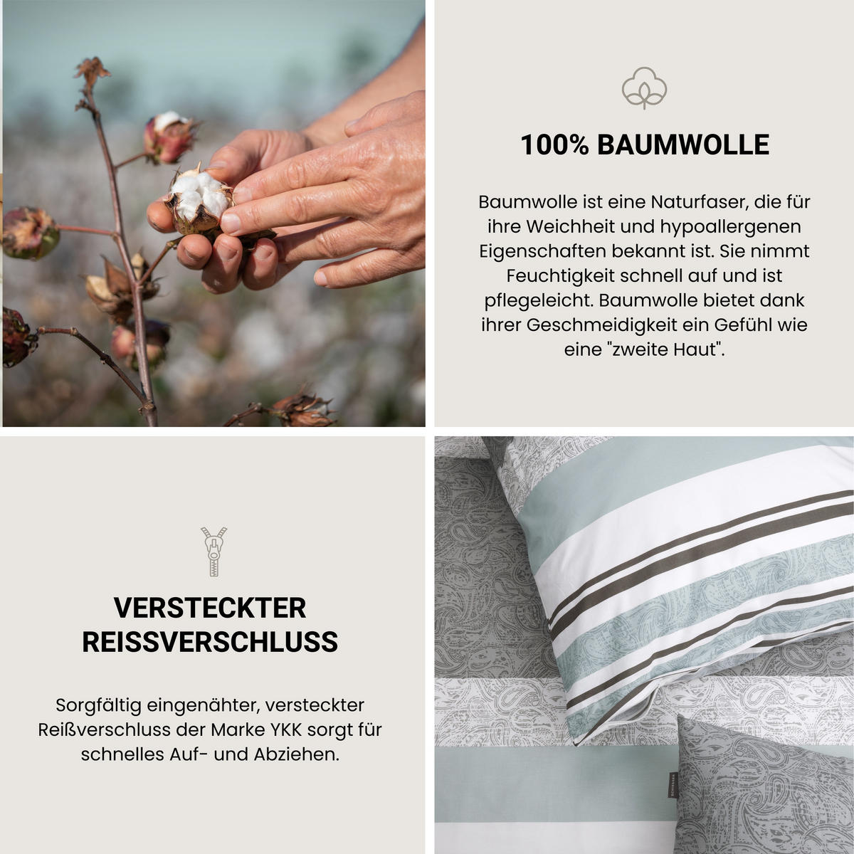 BETTWÄSCHESET Adele - Renforcé - 2-teilig - 155 x 220 cm - Grau - Grau, Textil (155/220cm) - SCHIESSER