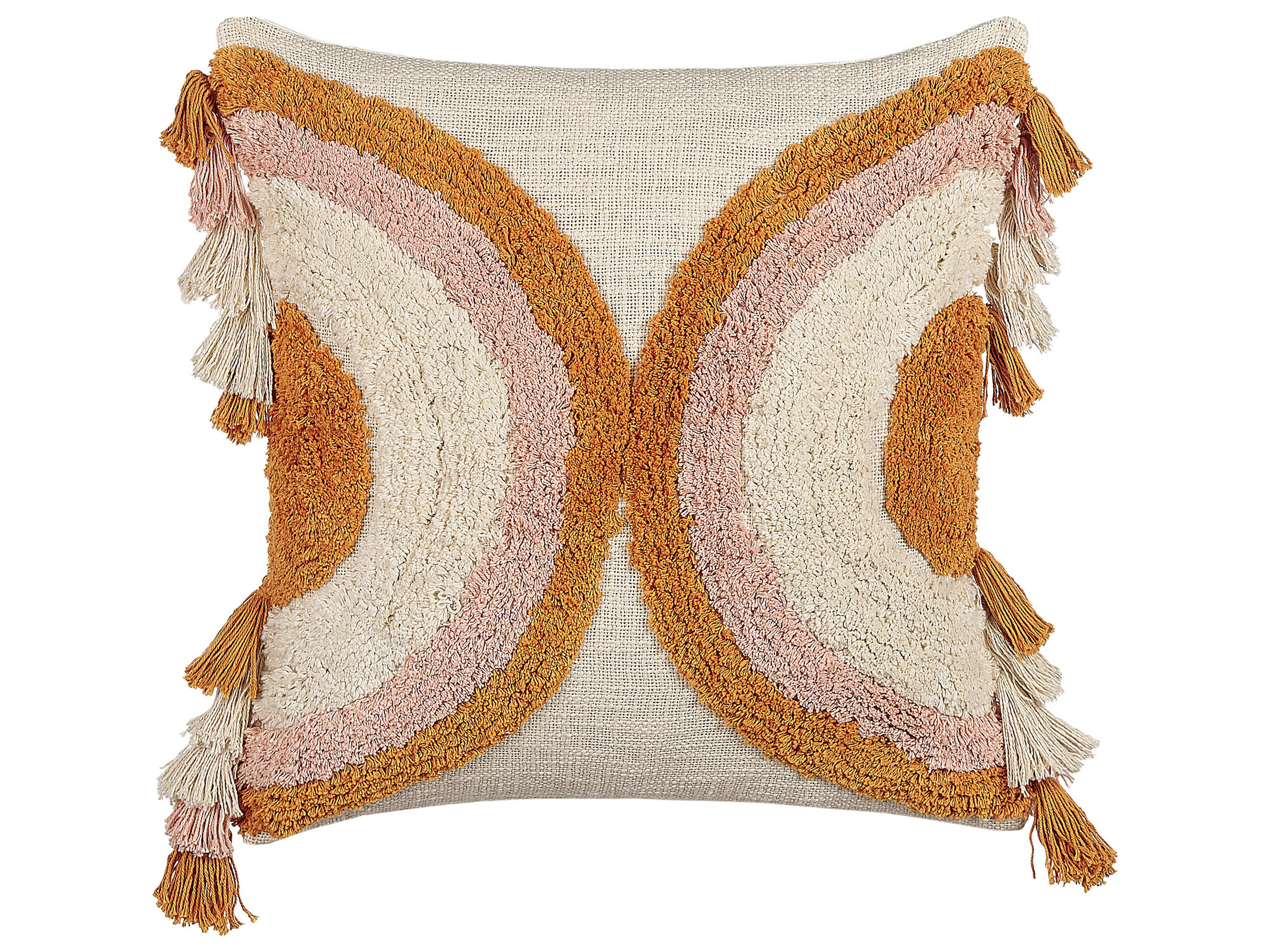 DEKOKISSEN 2er-Set Hellbeige 45/45 cm Lablab - Beige, Naturmaterialien/Textil (45/45cm) - Beliani