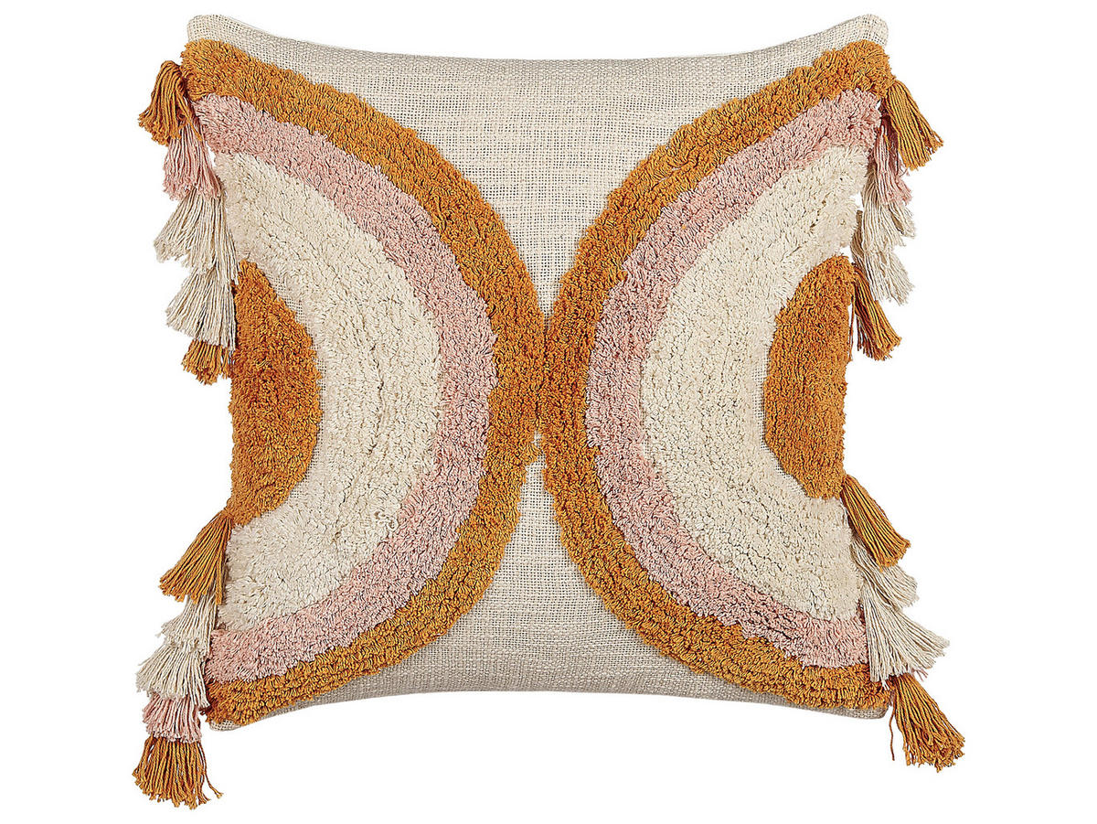 DEKOKISSEN 2er-Set Hellbeige 45/45 cm Lablab - Beige, Naturmaterialien/Textil (45/45cm) - Beliani