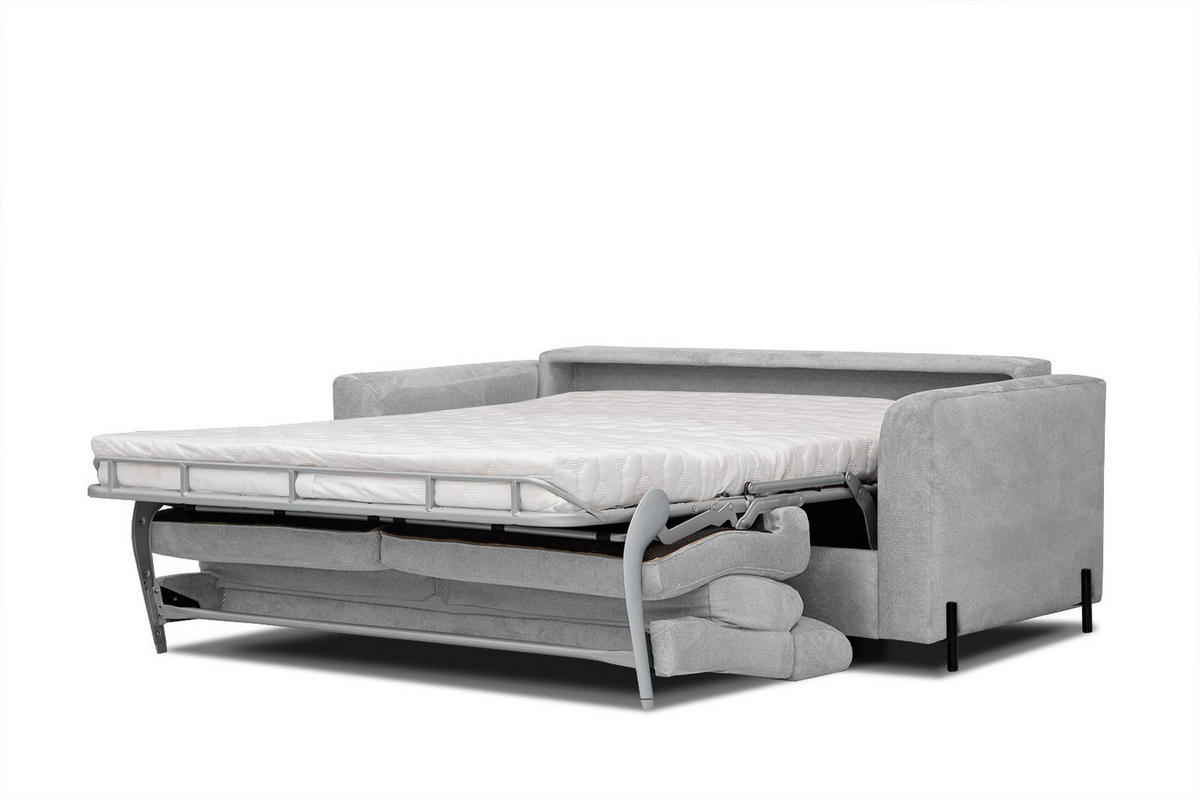 SOFA MEZO 3-Sitzer mit Schlaffunktion, hellgrau - Hellgrau/Schwarz, Holz/Textil (232/90/107cm) - Courtois Laville