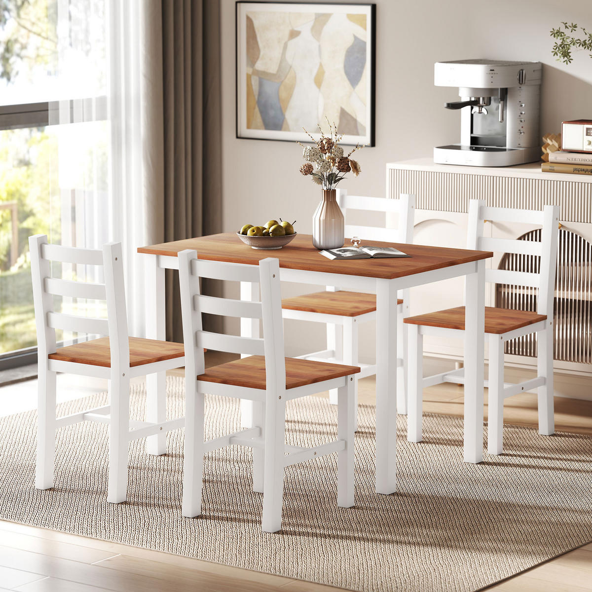 ESSTISCH-SET DE-10191 5-teilig, rechteckig Braun - Braun, Holzwerkstoff (65/75/108cm) - ComfortXL