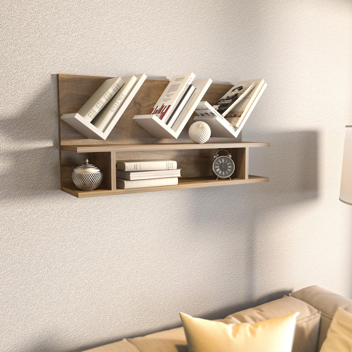 BÜCHERREGAL Larissa Walnuss Weiss - Eichefarben/Weiß, Holzwerkstoff (22.5/45/90cm) - Decorotika
